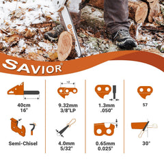 Savior close-up of semi-chisel cutters and rivets for long wear