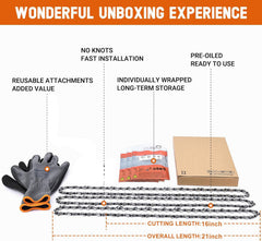 Savior packaged bundle with three chains, storage bags and gloves
