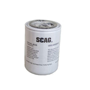 Scag hydraulic filter front view showing label and fit for quick identification and proper replacement