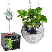 SCANDINORDICA disco ball planter front view showing mirrored finish and opening, stylish display