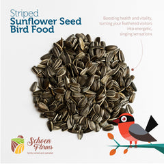 Schoen Farms platform feeder filled with seeds, encourages visits