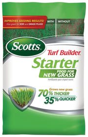 Scotts 15 lb bag front view showing product name and coverage benefit