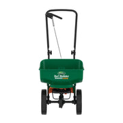 Scotts EdgeGuard mini front view showing compact spreader and ready-to-use convenience