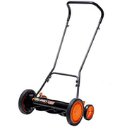 Scotts front view of 18-inch reel mower showing compact design and quiet operation