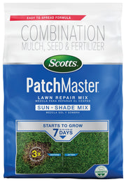 Scotts PatchMaster front packaging showing product benefits and coverage