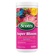 Scotts Super Bloom front packaging showing product and purpose, promotes abundant blooms