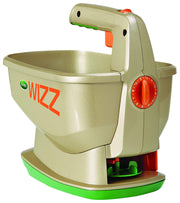Scotts Wizz front view showing compact handheld spreader for easy use
