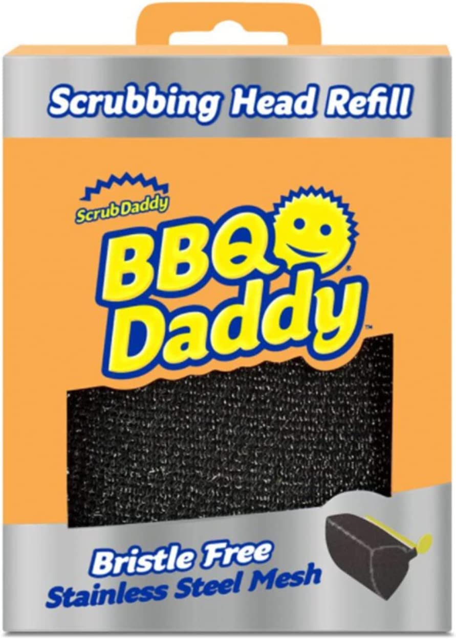 Scrub Daddy front packaging showing the refill head and features for easy replacement
