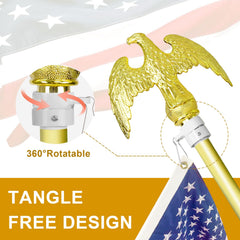SCZS embroidered 3x5 American flag closeup showing stitched stars and durability