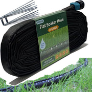 Secbulk 50 ft flat soaker hose front view showing length and fittings, ideal for uniform watering