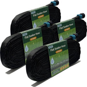Secbulk full-length 200 ft flat soaker hose front view showing layout and coverage benefit