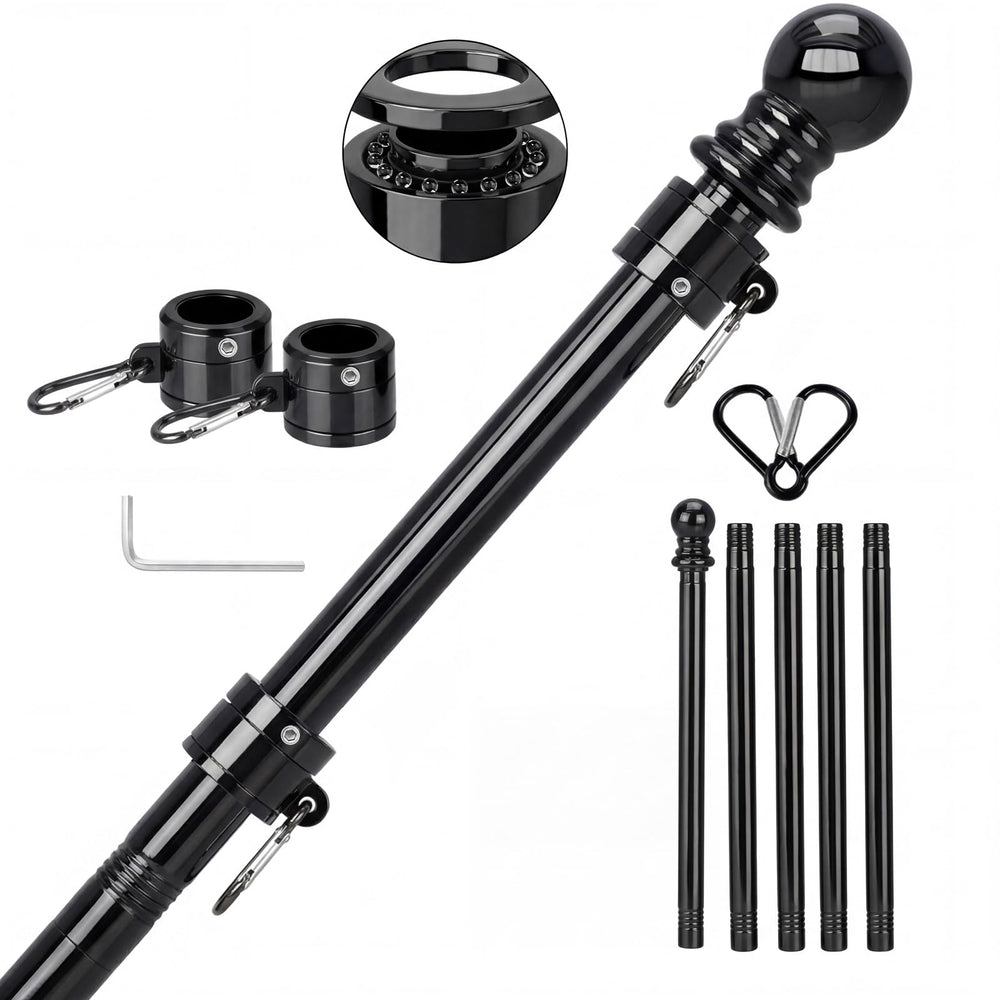 SEEKNEW front view of assembled pole showing sleek black finish and height
