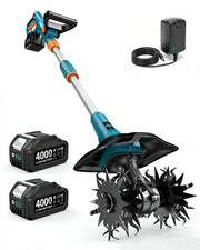 Seesii front view of cordless tiller highlighting compact body and controls for easy handling