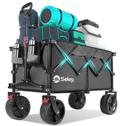 Sekey wagon front view showing sturdy frame and deep cargo for hauling