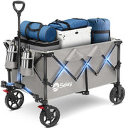 Sekey front view showing wagon open and compact folded convenience