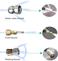 Selkie assorted nozzles laid out to show cleaning options