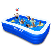 SELLOTZ pool front view showing large rectangular splash area and family use benefit