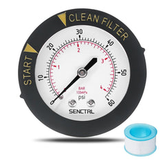senctrl front dial showing 0-60 psi reading and dual-scale clarity