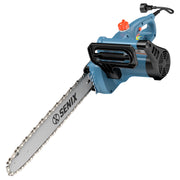 SENIX 14-inch chainsaw front view showing compact design and power