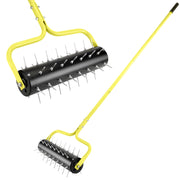 Senjoys front view of rolling aerator showing full frame and wheel for easy pushing