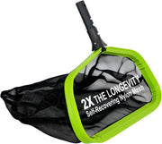 Sepetrel front view of 20-inch skimmer net showing wide mouth and deep bag for faster cleanup