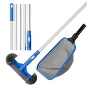 Sepetrel front view kit showing skimmer brush and pole, easy pool maintenance
