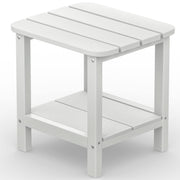 SERWALL front view of double-deck white side table showing compact profile and stability