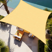 Shade&Beyond front view of sand rectangle sail showing full coverage benefit