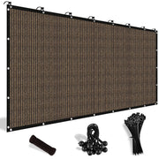 Shade&Beyond front view of mocha 6x8 shade cloth showing coverage and color benefit