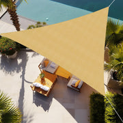 Shade&Beyond triangle front view showing clean sand color and shape, creates calm shade