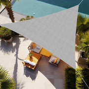 Shade&Beyond triangle sail front view showing coverage and neutral color benefit