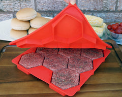 Shape+Store open top view with eight formed patties ready to seal for convenience