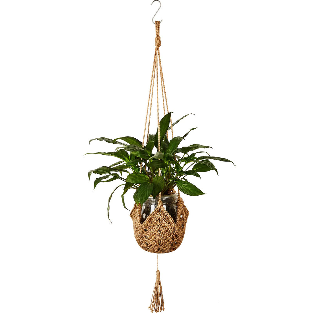 Shappy front view of two-pack hangers showing brown boho style and quick setup benefit