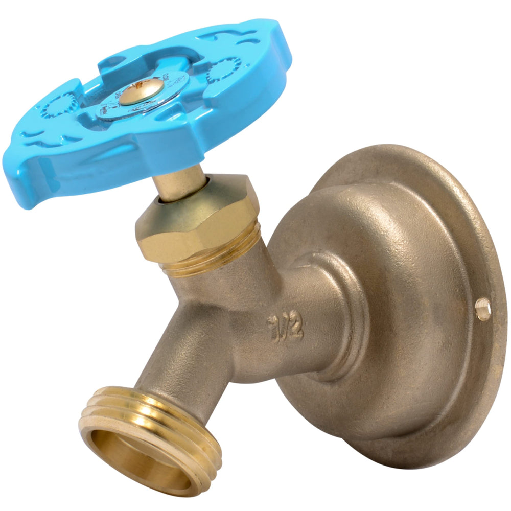 SharkBite front view of 45-degree hose bibb showing outlet and handle for easy control