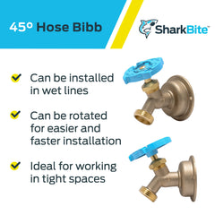SharkBite valve installed in tight basement space illustrating space-saving angle