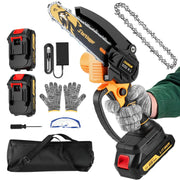 sharklogger mini chainsaw front view showing compact design and controls for easy handling