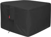 SheeChung front view of cover protecting a square fire pit, shows full protection benefit