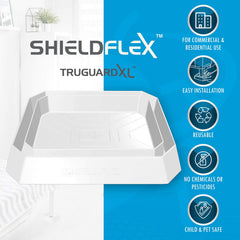 SHIELDFLEX size comparison with ruler showing extra-large fit for big furniture legs