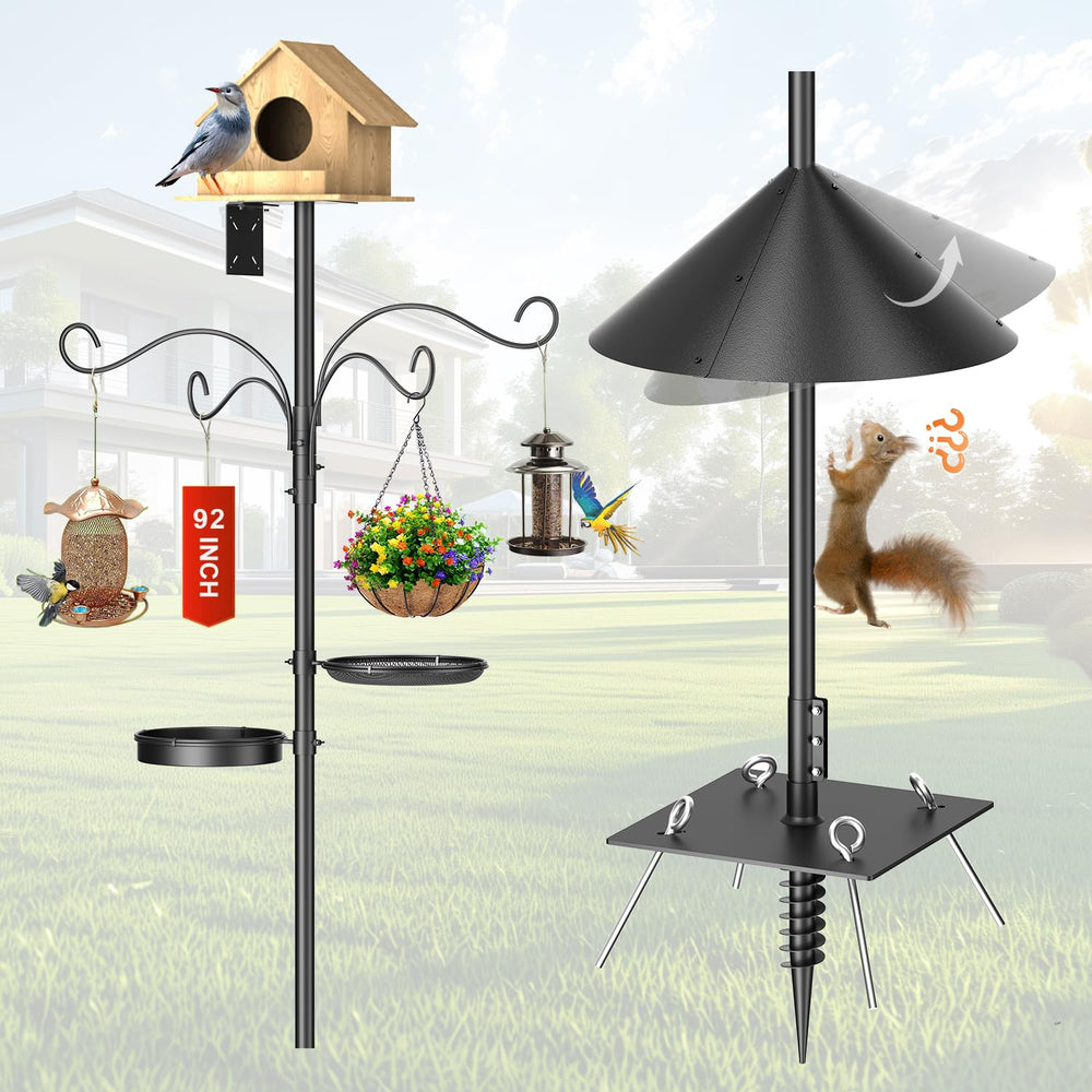 SHIJING front view of assembled feeder pole showing stability and multiple hooks