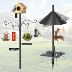 SHIJING front view of assembled feeder pole showing stability and multiple hooks