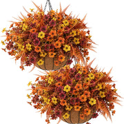 SHINE-CO LIGHTING front view of two hanging baskets showing full autumn display benefits