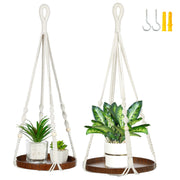 Shineloha front view showing both hanging plant shelves and hooks for easy styling