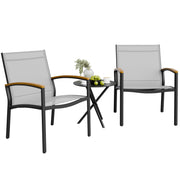 Shintenchi bistro set front view showing compact two chairs and table, perfect for small patios