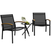 Shintenchi front view of 3-piece bistro set showing chairs and table, ideal compact seating
