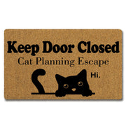 ShowDraven front view of black cat doormat showing crisp graphic and welcoming look