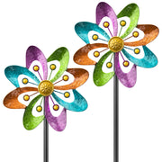 SHUONIVS front view of two 37-inch wind spinners adding vibrant motion