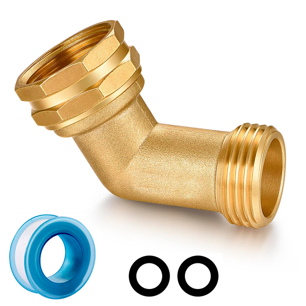 SIGURANTA front view of 45° brass elbow showing compact shape and durability benefit