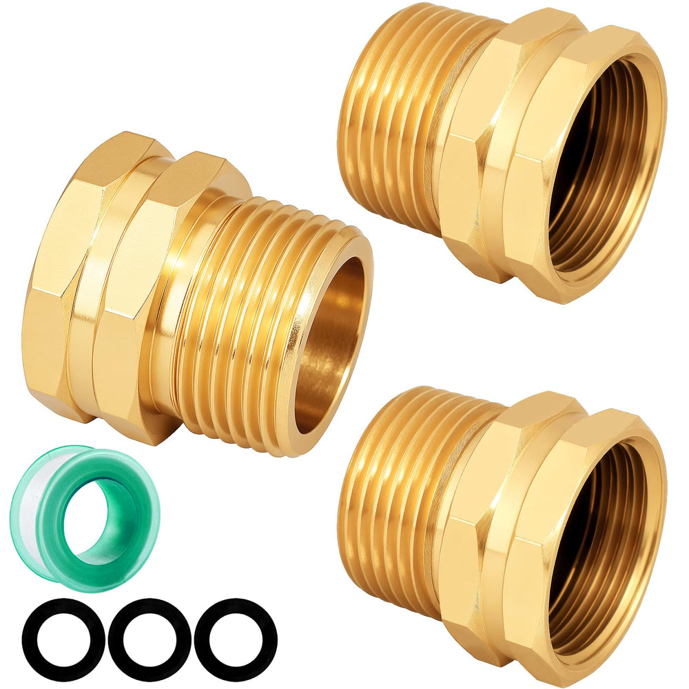 SIGURANTA adapter front view showing brass finish and compact shape for durable connections