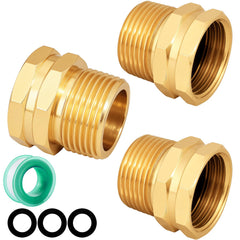 SIGURANTA adapter front view showing brass finish and compact shape for durable connections