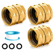 SIGURANTA front view of three brass adapters showing durable finish and compact form